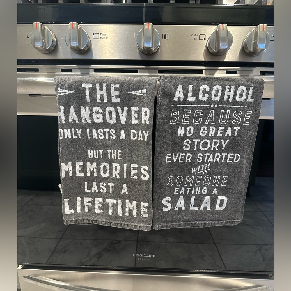 Funny Alcohol Themed Set of Kitchen Towels